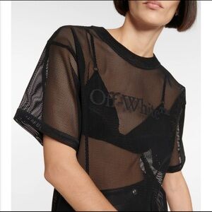 Off white sheer T shirt dress